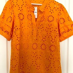 NWT J Crew tumeric color eyelet blouse